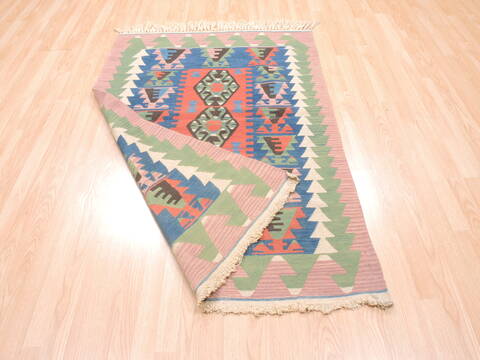 Kilim Green Flat Woven 311 X 58  Area Rug 100-110837 Image 4