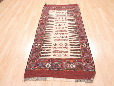 Kilim Red Flat Woven 27 X 59  Area Rug 100-110843 Image 3
