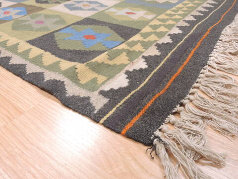 Kilim Green Runner Flat Woven 34 X 68  Area Rug 100-110844 Image 5