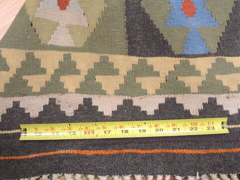 Kilim Green Runner Flat Woven 34 X 68  Area Rug 100-110844 Image 7