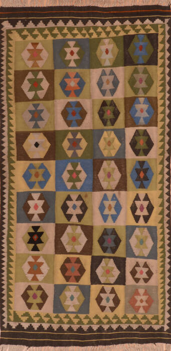Kilim Green Runner Flat Woven 34 X 68  Area Rug 100-110844 Image 0