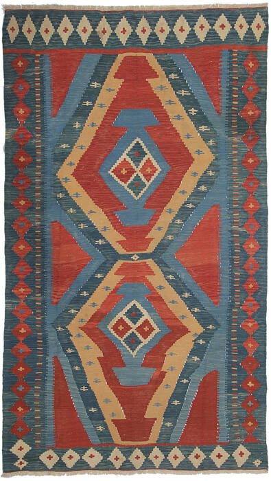 Kilim Blue Hand Knotted 59 X 103  Area Rug 254-110853 Image 0