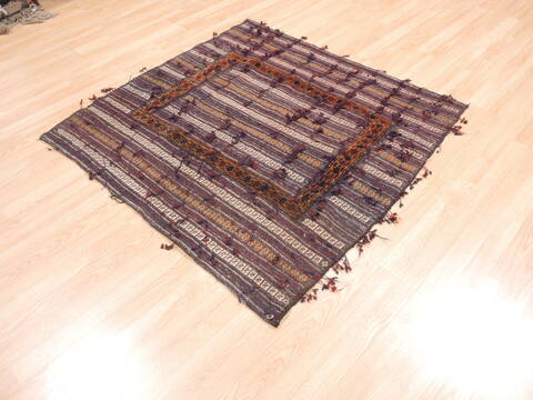 Kilim Brown Square Hand Knotted 43 X 43  Area Rug 100-110867 Image 2