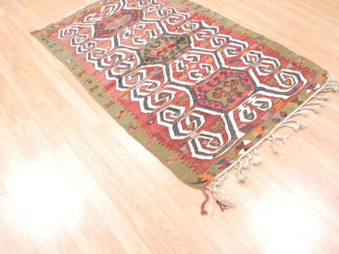 Kilim Green Flat Woven 33 X 52  Area Rug 100-110890 Image 3