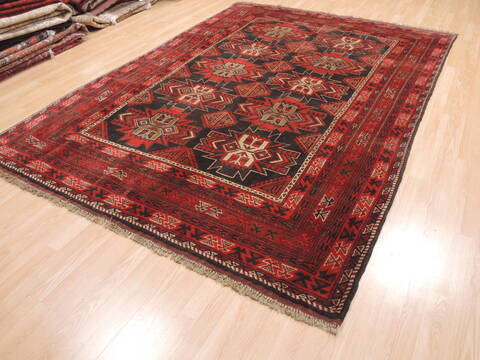 Khan Mohammadi Black Hand Knotted 610 X 99  Area Rug 100-110933 Image 2
