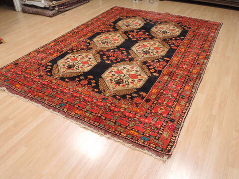 Khan Mohammadi Black Hand Knotted 73 X 100  Area Rug 100-110937 Image 7