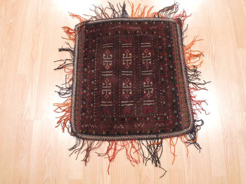 Baluch Red Square Hand Knotted 110 X 22  Area Rug 100-110970 Image 2