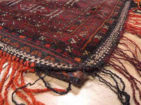 Baluch Red Square Hand Knotted 110 X 22  Area Rug 100-110970 Image 3