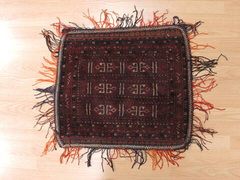 Baluch Red Square Hand Knotted 110 X 22  Area Rug 100-110970 Image 6