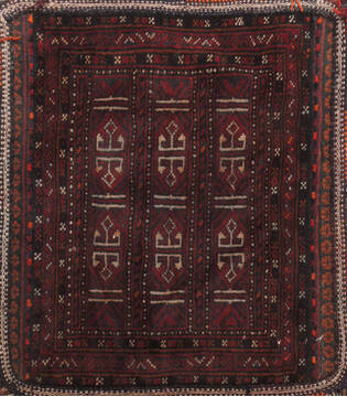 Baluch Red Square Hand Knotted 1'10" X 2'2"  Area Rug 100-110970