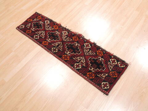 Baluch Red Runner Hand Knotted 13 X 47  Area Rug 100-110999 Image 2