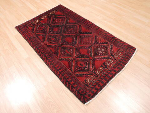Baluch Red Hand Knotted 211 X 45  Area Rug 134-111100 Image 3