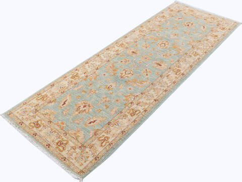 Chobi Blue Runner Hand Knotted 24 X 69  Area Rug 700-111932 Image 2