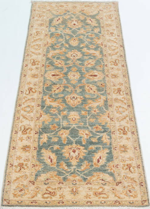 Chobi Blue Runner Hand Knotted 23 X 69  Area Rug 700-111936 Image 1