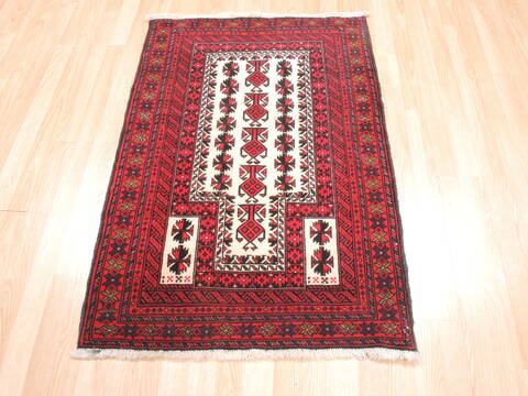 Baluch White Hand Knotted 28 X 311  Area Rug 100-111984 Image 1