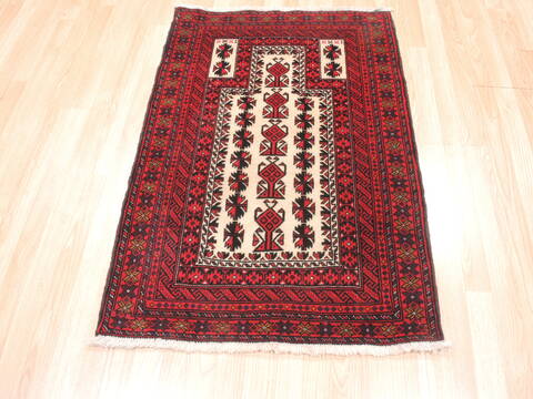 Baluch White Hand Knotted 28 X 311  Area Rug 100-111984 Image 2