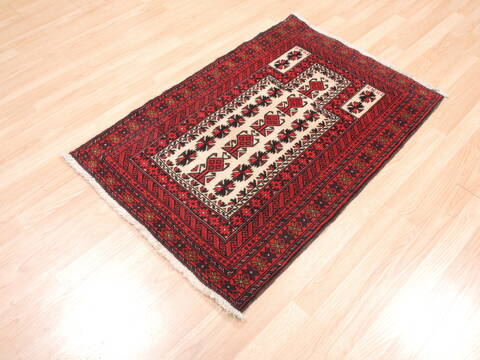 Baluch White Hand Knotted 28 X 311  Area Rug 100-111984 Image 3