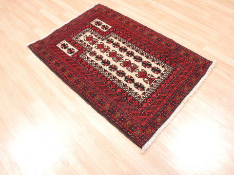 Baluch White Hand Knotted 28 X 311  Area Rug 100-111984 Image 4