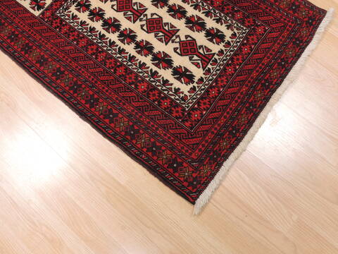Baluch White Hand Knotted 28 X 311  Area Rug 100-111984 Image 5