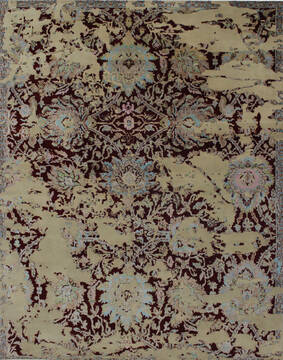 Indian Modern Red Rectangle 8x10 ft wool and viscose Carpet 112022