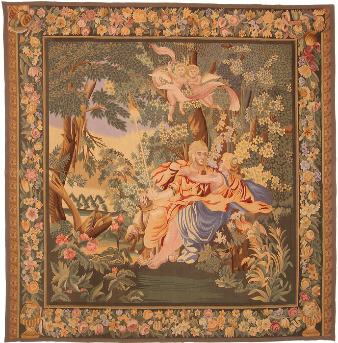 Tapestry Green Square Hand Knotted 83 X 83  Area Rug 100-112088 Image 0