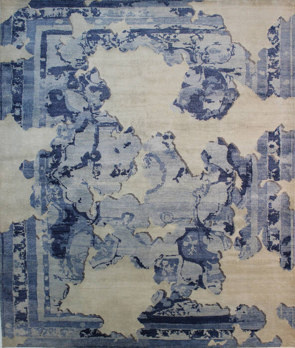 Modern Beige Hand Knotted 711 X 910  Area Rug 902-112108 Image 0