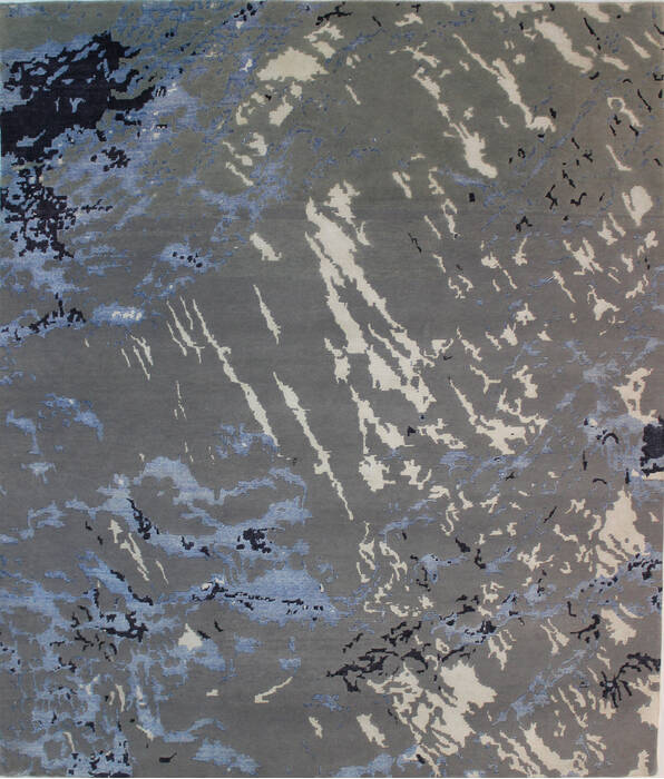 Modern-Contemporary Grey Hand Knotted 81 X 98  Area Rug 902-112109 Image 0