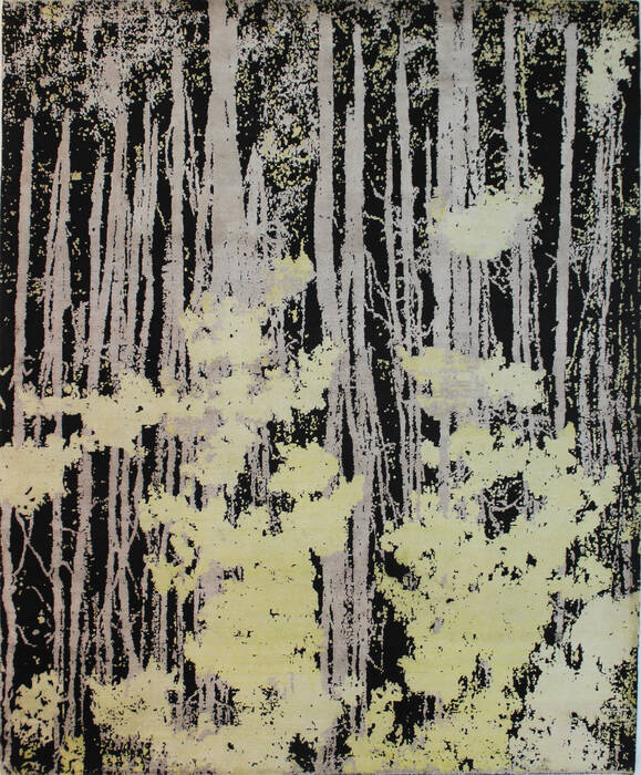 Modern Black Hand Knotted 81 X 101  Area Rug 902-112111 Image 0