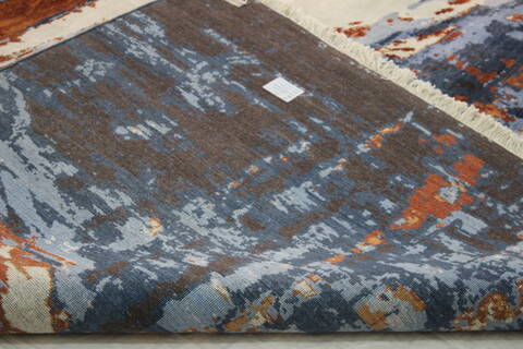 Modern Blue Hand Knotted 710 X 100  Area Rug 902-112113 Image 3