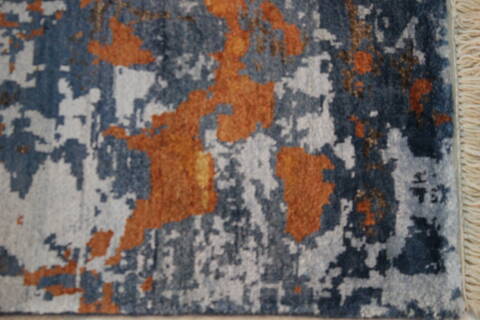 Modern Blue Hand Knotted 710 X 100  Area Rug 902-112113 Image 0