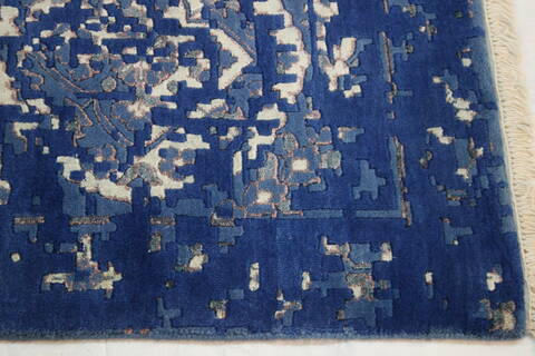 Agra Blue Hand Knotted 710 X 97  Area Rug 902-112114 Image 1
