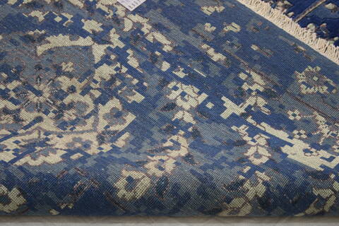 Agra Blue Hand Knotted 710 X 97  Area Rug 902-112114 Image 2