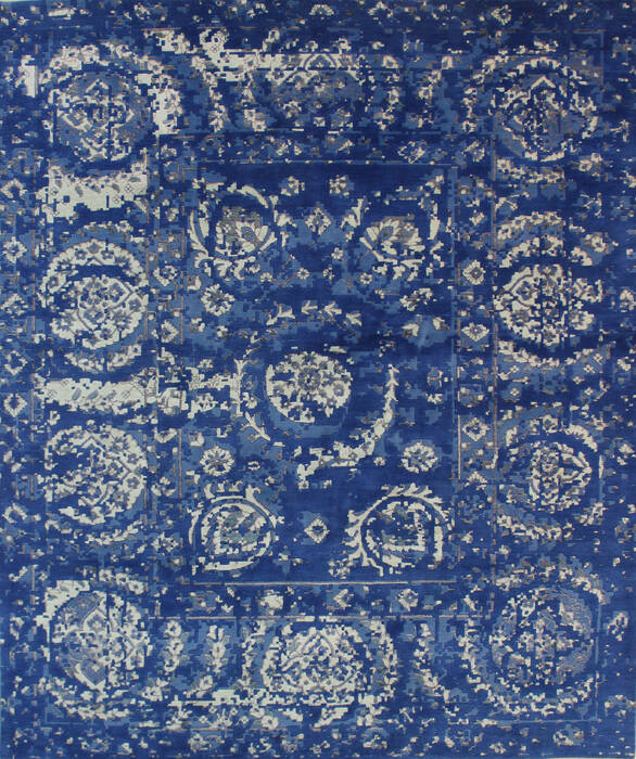 Agra Blue Hand Knotted 710 X 97  Area Rug 902-112114 Image 0