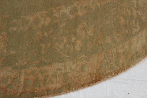 Agra Green Round Hand Knotted 82 X 82  Area Rug 902-112141 Image 1