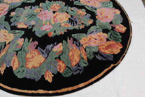 Tapestry Black Round Hand Knotted 79 X 711  Area Rug 902-112143 Image 1