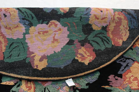 Tapestry Black Round Hand Knotted 79 X 711  Area Rug 902-112143 Image 3