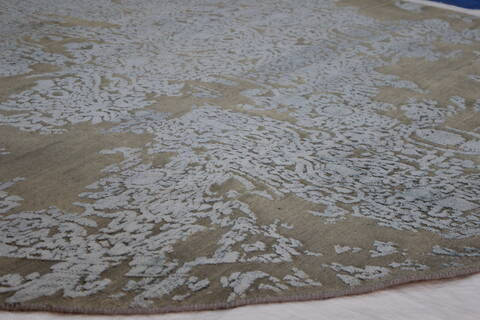 Bhadohi Brown Round Hand Knotted 79 X 79  Area Rug 902-112144 Image 2
