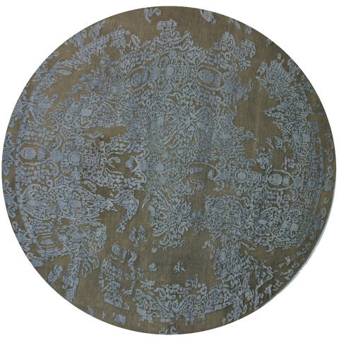 Bhadohi Brown Round Hand Knotted 79 X 79  Area Rug 902-112144 Image 0