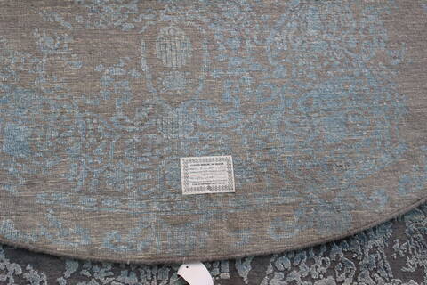 Bhadohi Grey Round Hand Knotted 80 X 80  Area Rug 902-112145 Image 3