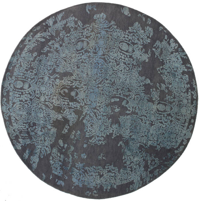 Bhadohi Grey Round Hand Knotted 80 X 80  Area Rug 902-112145 Image 0