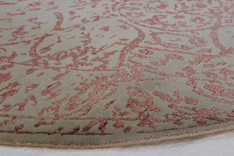 Modern Green Round Hand Knotted 82 X 82  Area Rug 902-112146 Image 2