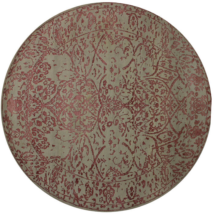 Modern Green Round Hand Knotted 82 X 82  Area Rug 902-112146 Image 0