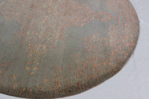 Modern Beige Round Hand Knotted 81 X 84  Area Rug 902-112149 Image 1
