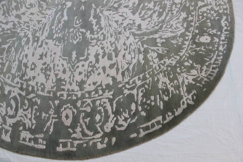 Modern Green Round Hand Knotted 82 X 82  Area Rug 902-112150 Image 1