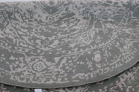 Modern Green Round Hand Knotted 82 X 82  Area Rug 902-112150 Image 3