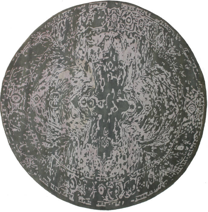 Modern Green Round Hand Knotted 82 X 82  Area Rug 902-112150 Image 0
