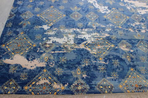 Modern Blue Hand Knotted 90 X 124  Area Rug 905-112233 Image 2