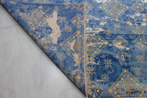 Modern Blue Hand Knotted 90 X 124  Area Rug 905-112233 Image 7