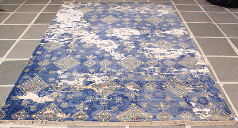 Modern Blue Hand Knotted 90 X 124  Area Rug 905-112233 Image 8