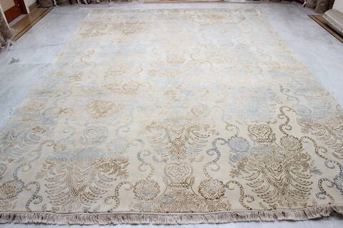 Modern White Hand Knotted 92 X 120  Area Rug 905-112404 Image 2